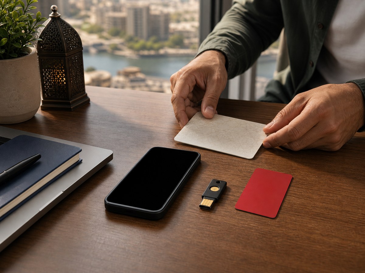 مستند هوية مخفي البيانات بجوار هاتف لمراجعة توثيق RedotPay
